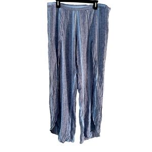 Anthropologie Drew Blue Striped Linen Blend‎ Split Leg Harem Pants